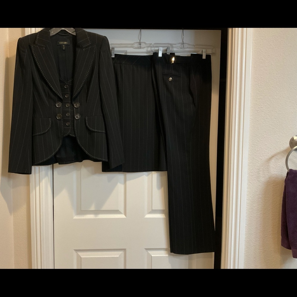 Escada suit jacket with matching pants and skirt.